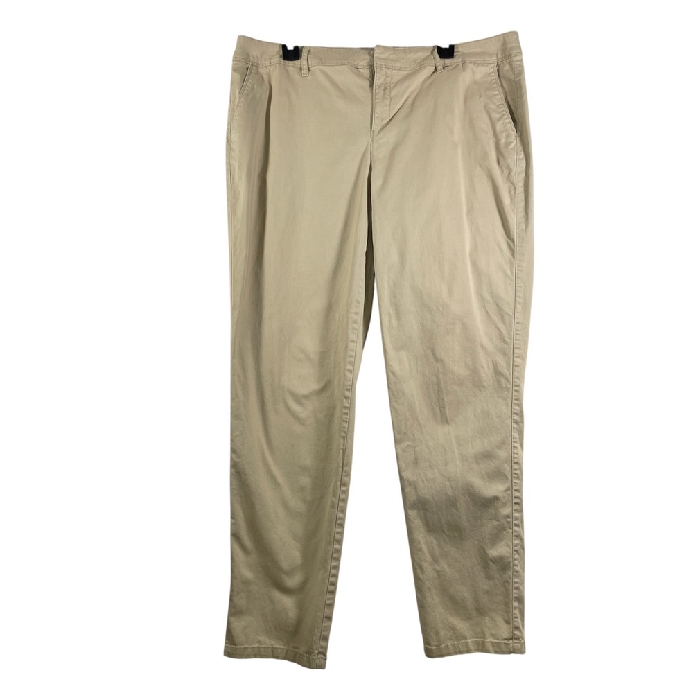 Liz Claiborne City Fit Khaki Pants Cotton Blend Stretch Trousers Size 14 Women